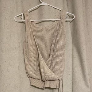 Tan Knit Open Back Top